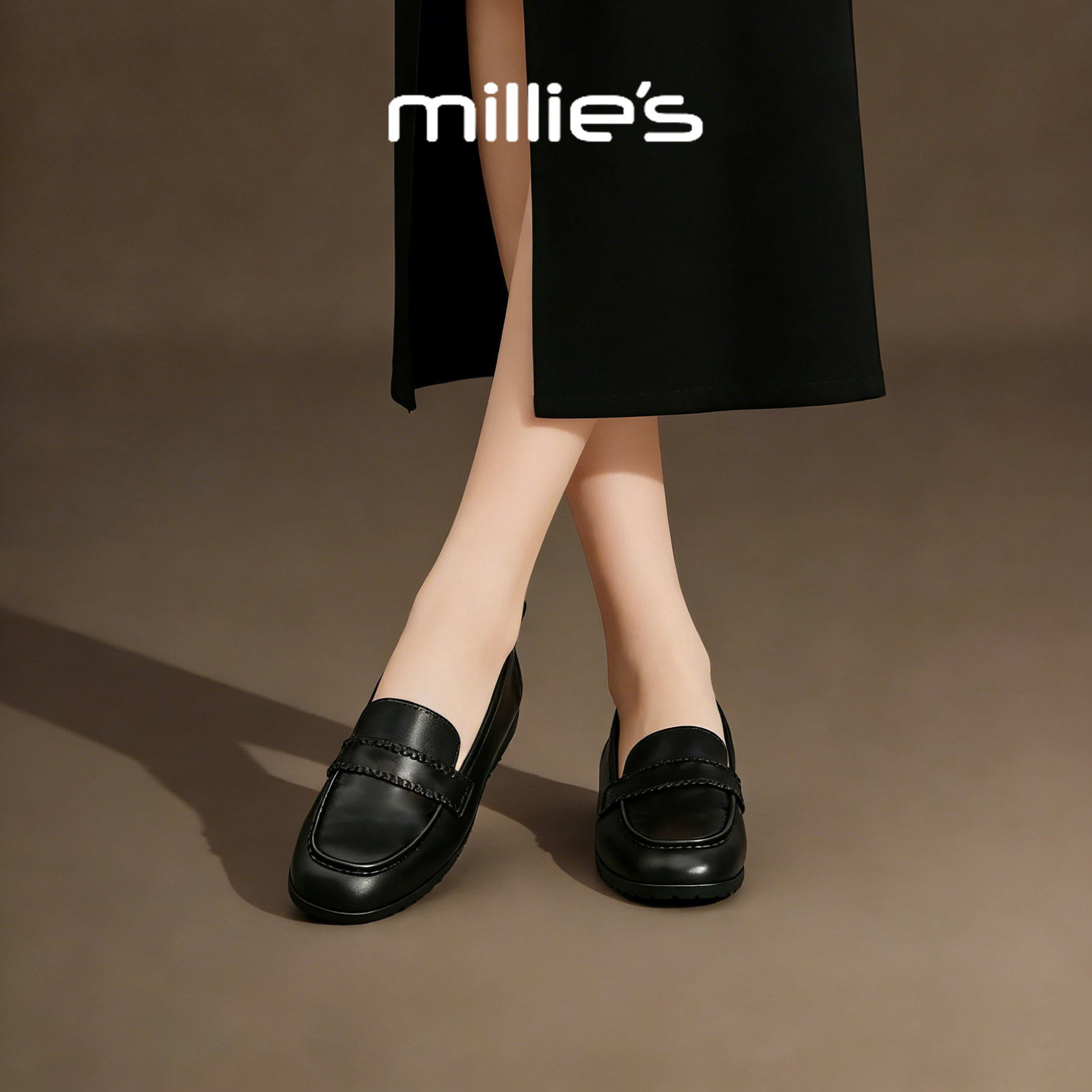 MILLIE'S/妙丽英伦风乐福鞋女款黑色一脚蹬平底通勤单鞋春季新款,女鞋,牛津鞋/布洛克鞋/德比鞋,淘宝优惠券,粉丝福利购,淘宝优惠卷