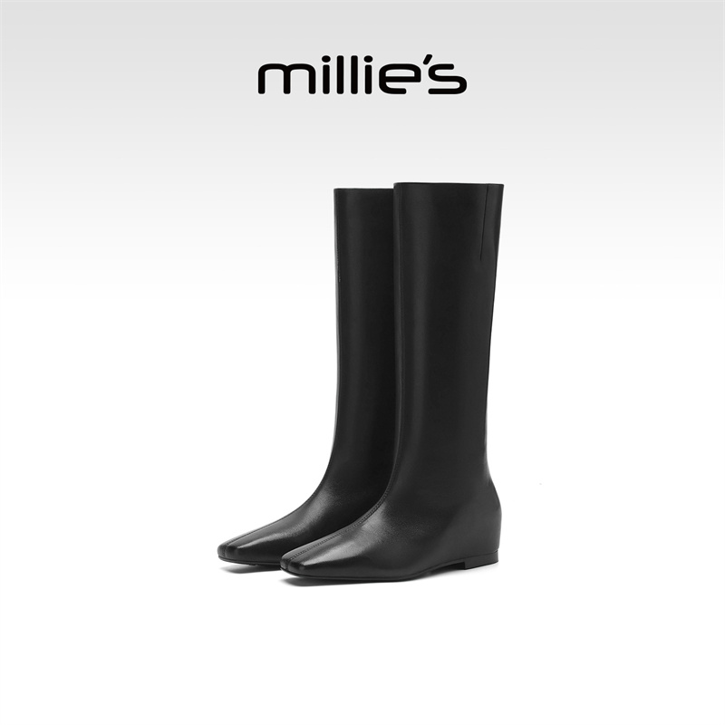 millies妙丽真皮加绒女靴子