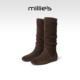 millies妙丽加绒显瘦长靴女靴2025冬季 新款 复古真皮堆堆靴雪地靴