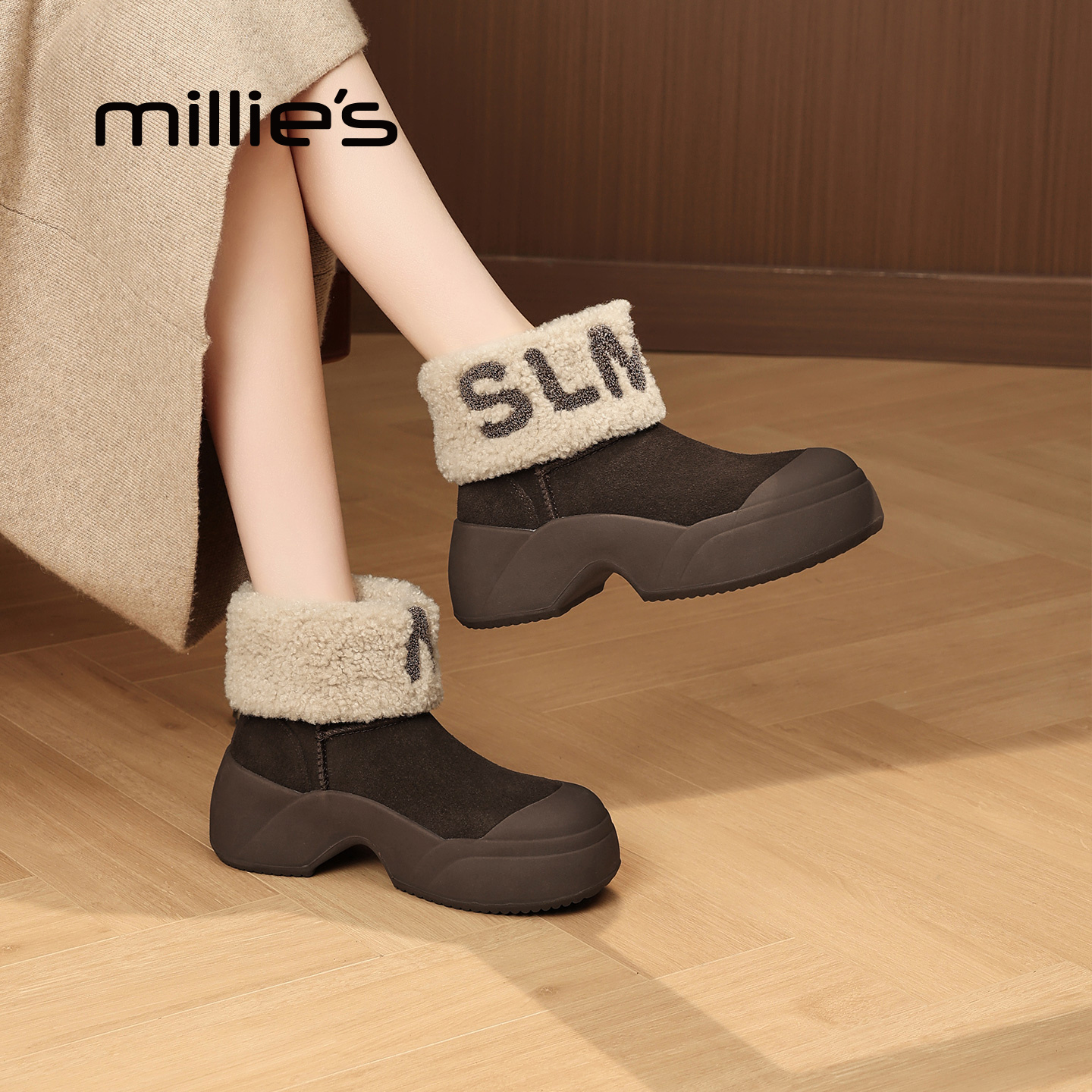 millies妙丽加绒保暖棉鞋女鞋