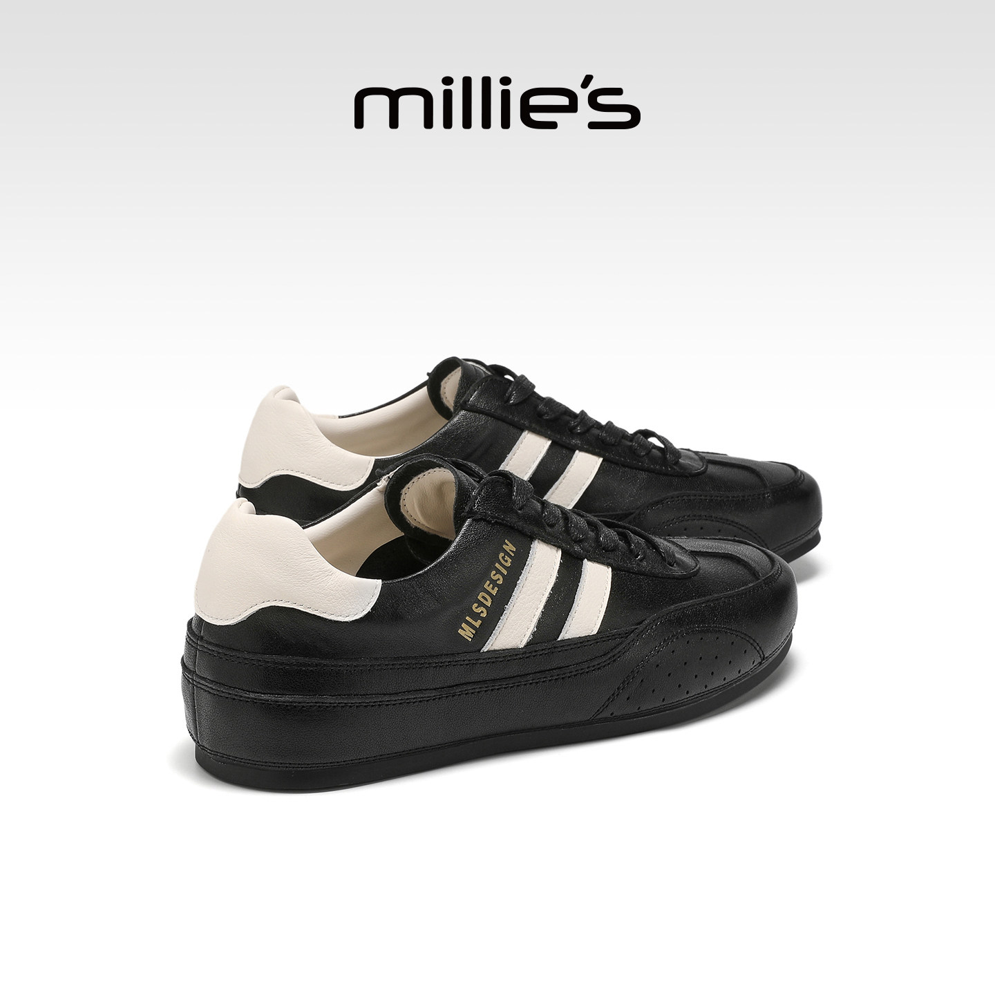 MILLIE'S/妙丽拼色小黑鞋女款系带深口单鞋休闲女鞋2026春季新款,女鞋,深口单鞋,淘宝优惠券,粉丝福利购,淘宝优惠卷