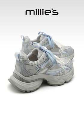 millies妙丽厚底增高老爹鞋2025秋年季新款休闲鞋时尚拼色运动鞋