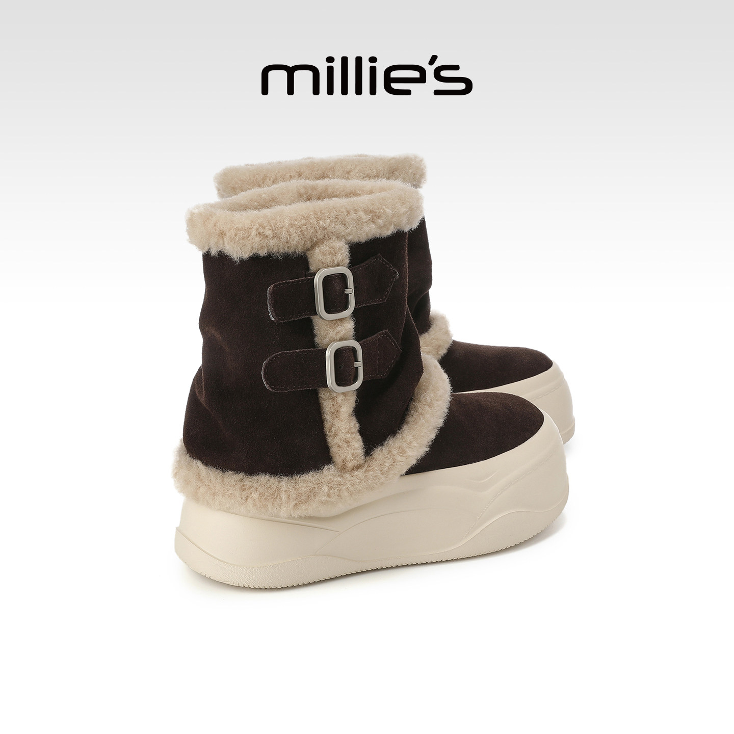 millies妙丽短筒靴真皮加绒毛毛棉靴女款加棉雪地靴秋冬新款女靴,女鞋,棉鞋,淘宝优惠券,粉丝福利购,淘宝优惠卷