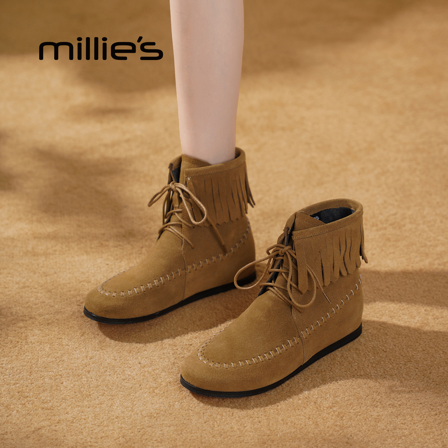 millies妙丽复古短筒加绒瘦瘦靴