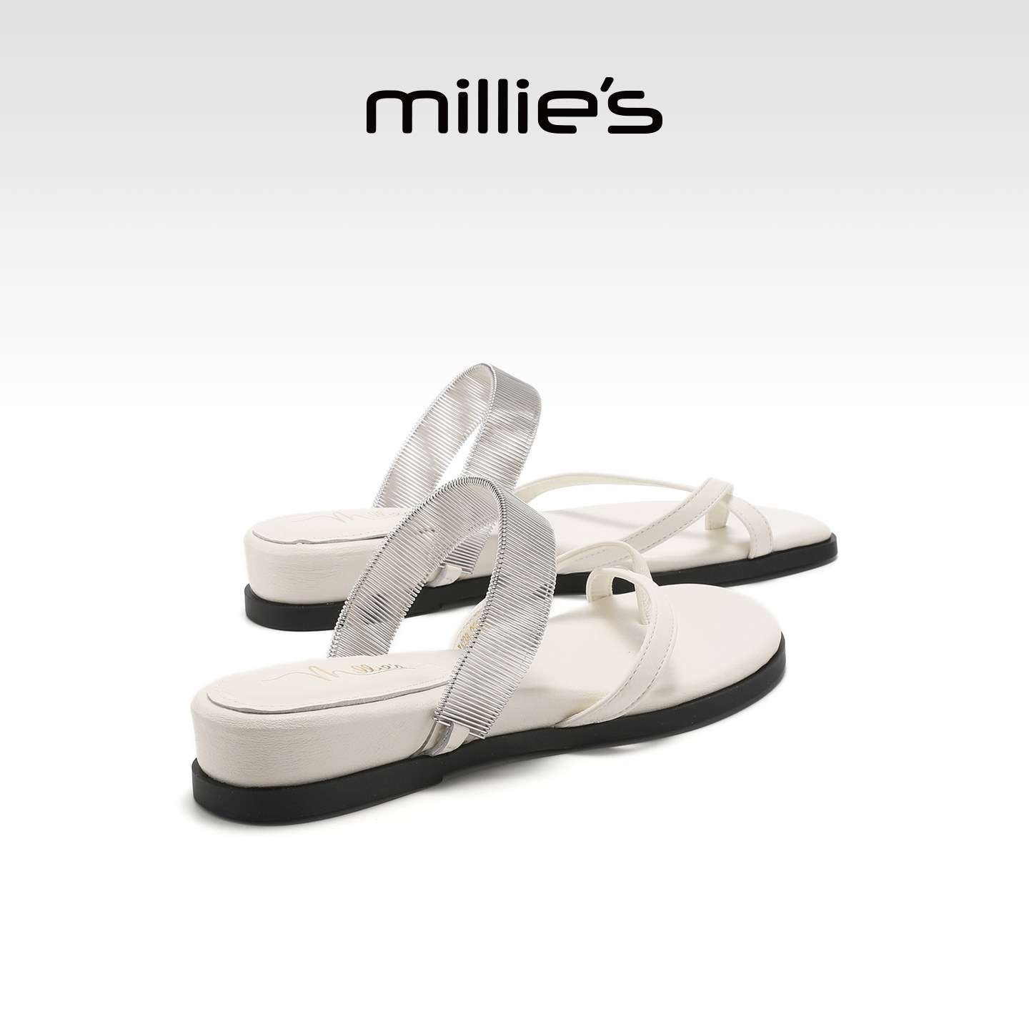 MILLIE'S/妙丽度假风一字带平底凉鞋女鞋夏季新款休闲沙滩鞋拖鞋