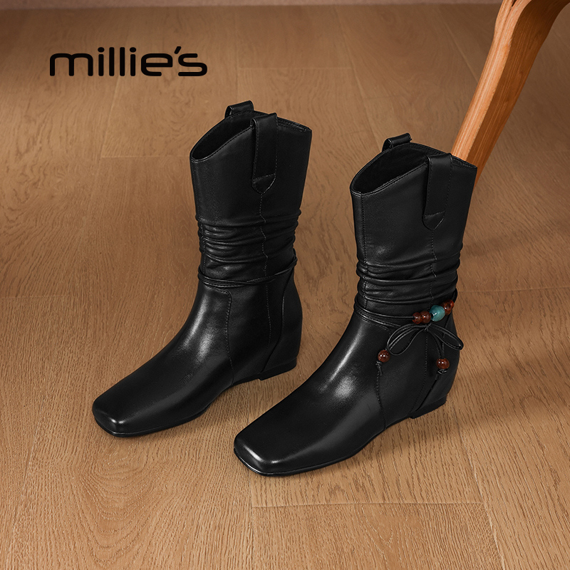 millies妙丽女鞋加绒气质时装靴