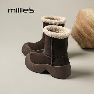 加绒保暖棉鞋 休闲鞋 2025年冬季 时尚 雪地靴子 新款 millies妙丽女鞋