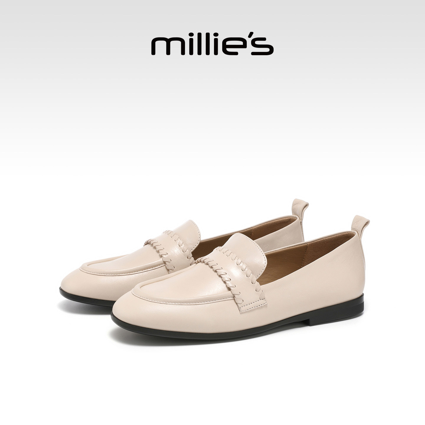 MILLIE'S/妙丽简约风百搭平底鞋乐福鞋女款一脚蹬豆豆鞋春季新款,女鞋,乐福鞋（豆豆鞋）,淘宝优惠券,粉丝福利购,淘宝优惠卷