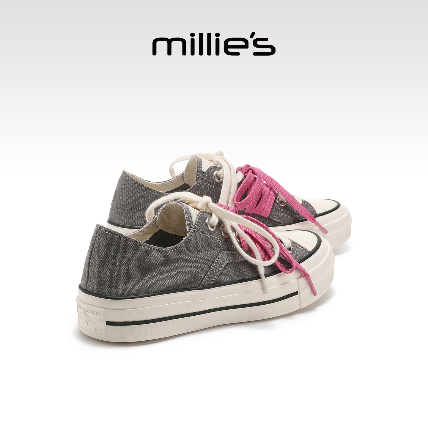 MILLIE'S/妙丽厚底帆布鞋女款夏季透气薄款休闲板鞋2026新款