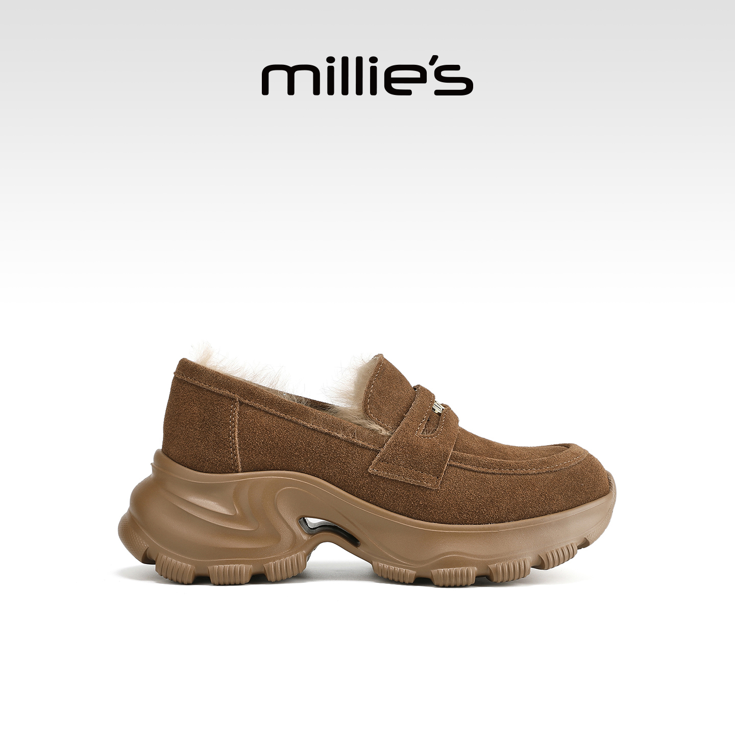 millies妙丽真皮厚底乐福鞋女