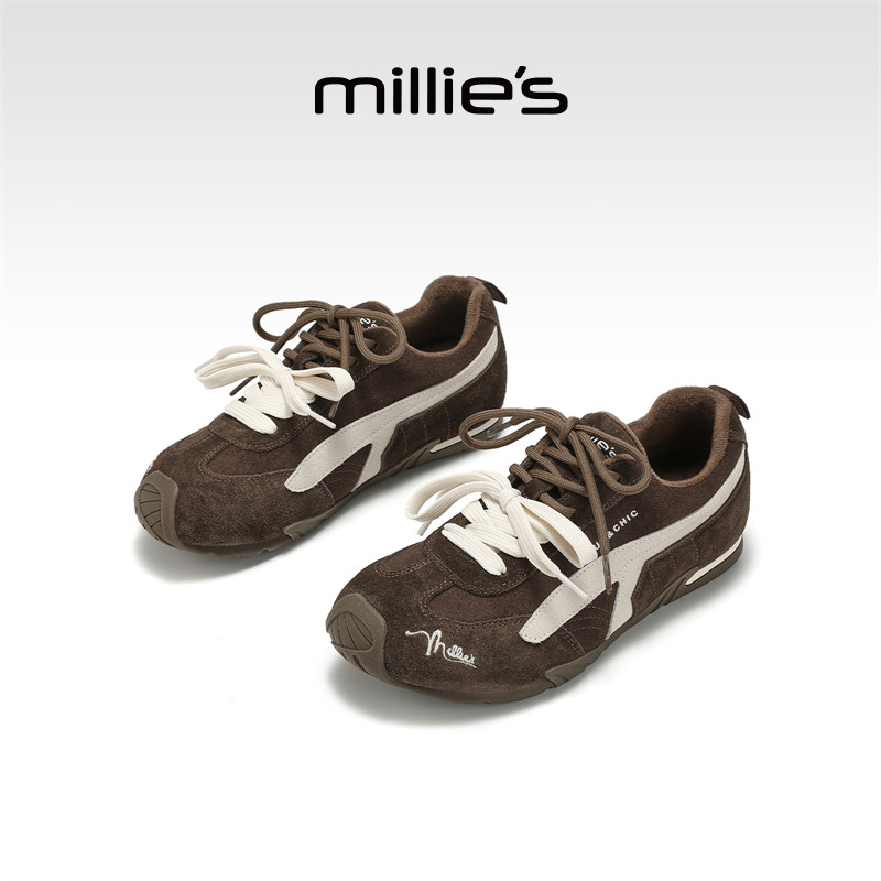 millies妙丽女鞋2025年冬季新款德训阿甘鞋加绒拼色运动休闲女鞋,女鞋,时尚休闲鞋,淘宝优惠券,粉丝福利购,淘宝优惠卷
