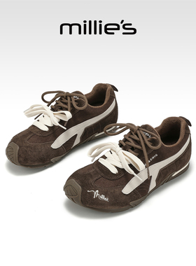 millies妙丽女鞋2025年冬季新款德训阿甘鞋加绒拼色运动休闲女鞋