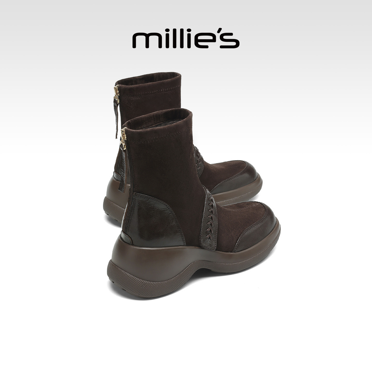 millies妙丽百搭厚底增高马丁靴