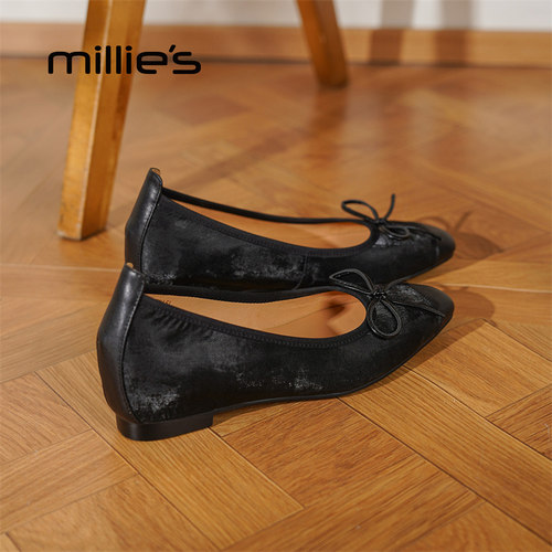 millies妙丽圆头浅口平底女单鞋