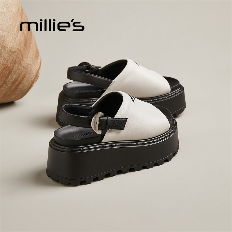 millies妙丽女士松糕底凉鞋2026新款增高防水台不累脚外穿休闲鞋