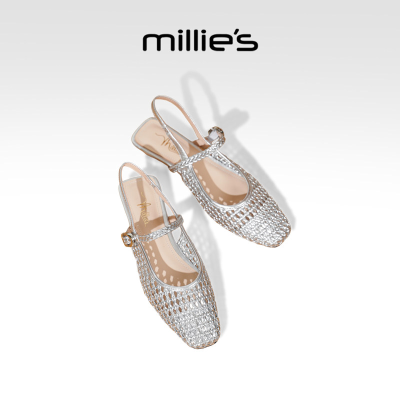 millies妙丽绝美编织凉鞋2025夏季新款外穿配裙子包头半拖不累脚
