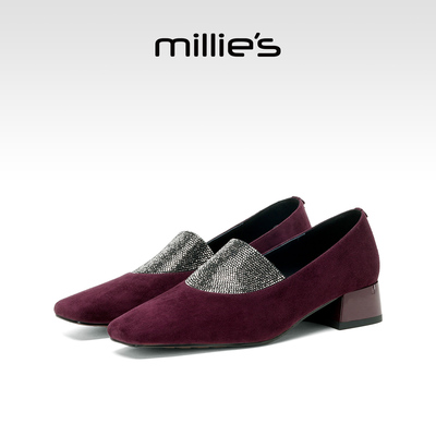 millies妙丽女鞋方头小皮鞋
