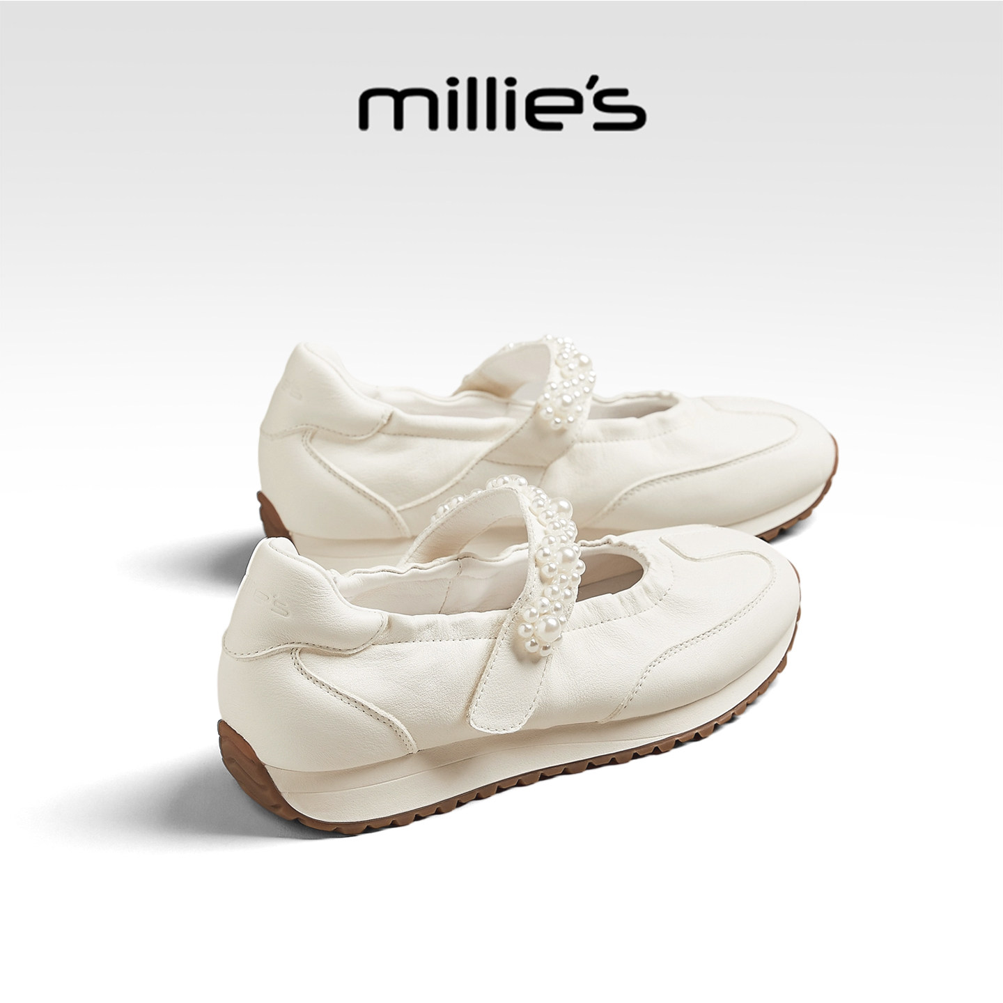 millies妙丽女鞋芭蕾休闲珍珠平底玛丽珍鞋2026春夏新款浅口单鞋