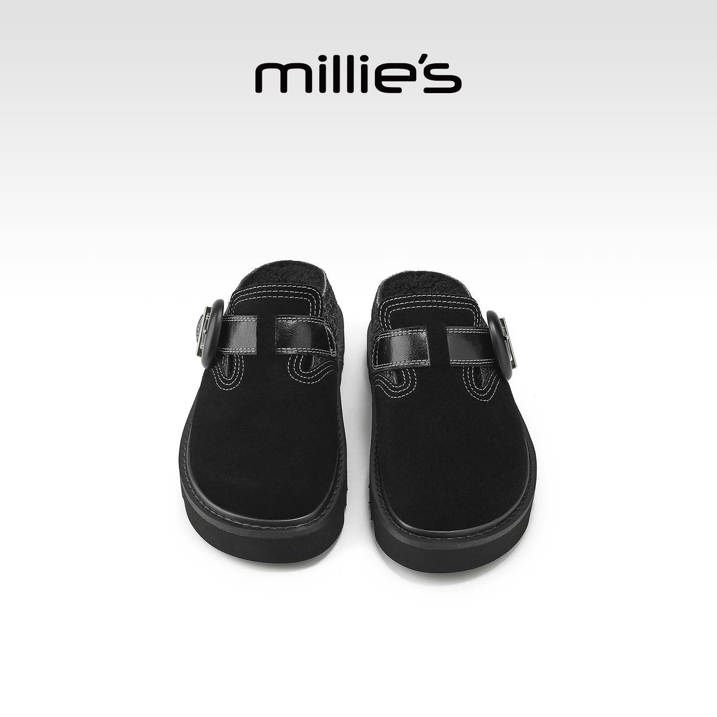 millies妙丽加绒包头拖外穿软底勃肯半拖秋冬新款懒人半拖鞋女鞋