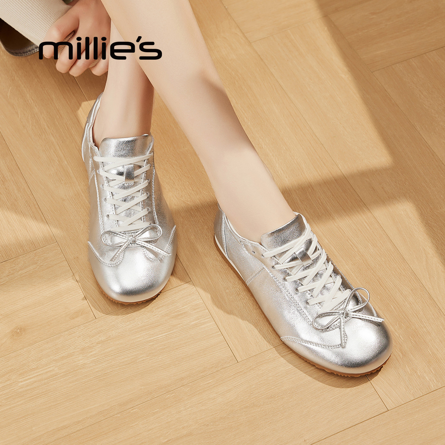 millies妙丽银色德训鞋女鞋