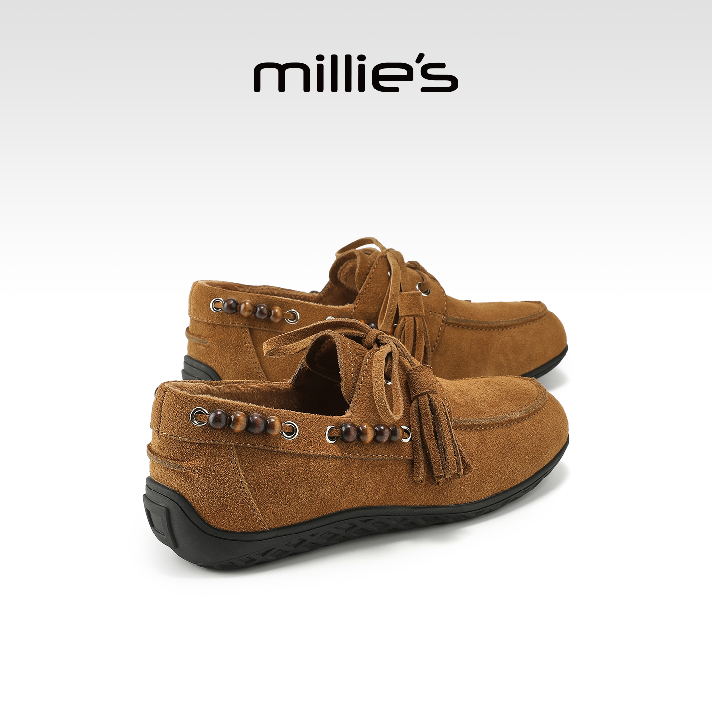 millies妙丽加绒乐福鞋英伦风