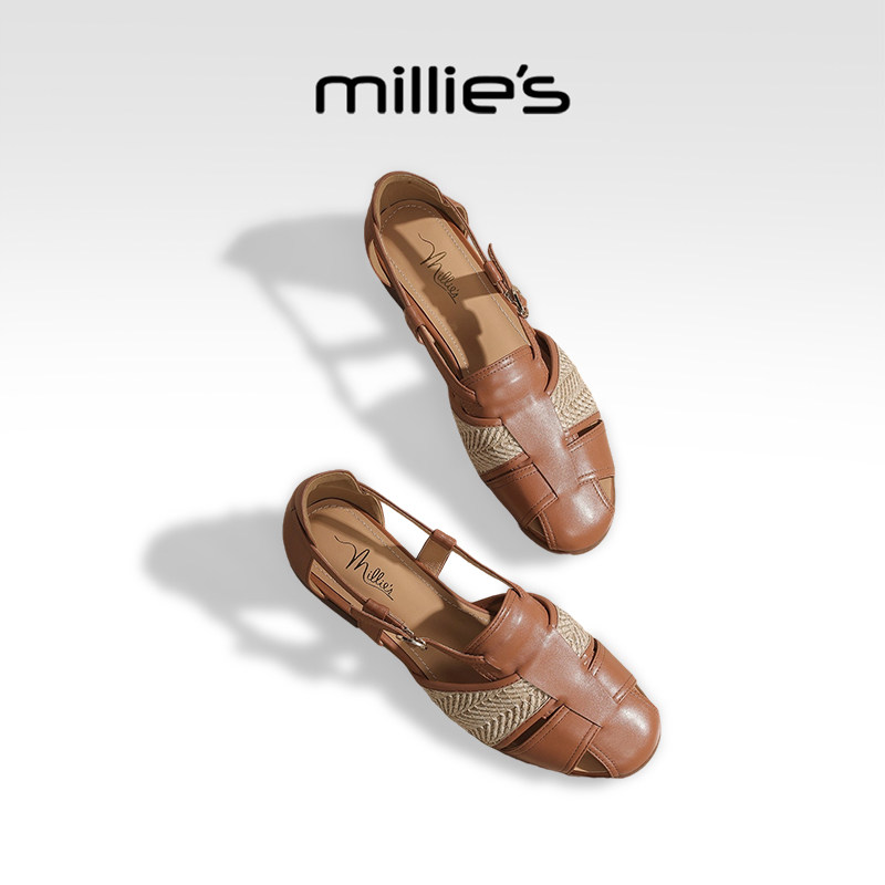 millies妙丽女鞋2026夏季新款包头镂空凉鞋外穿时尚百搭罗马凉鞋