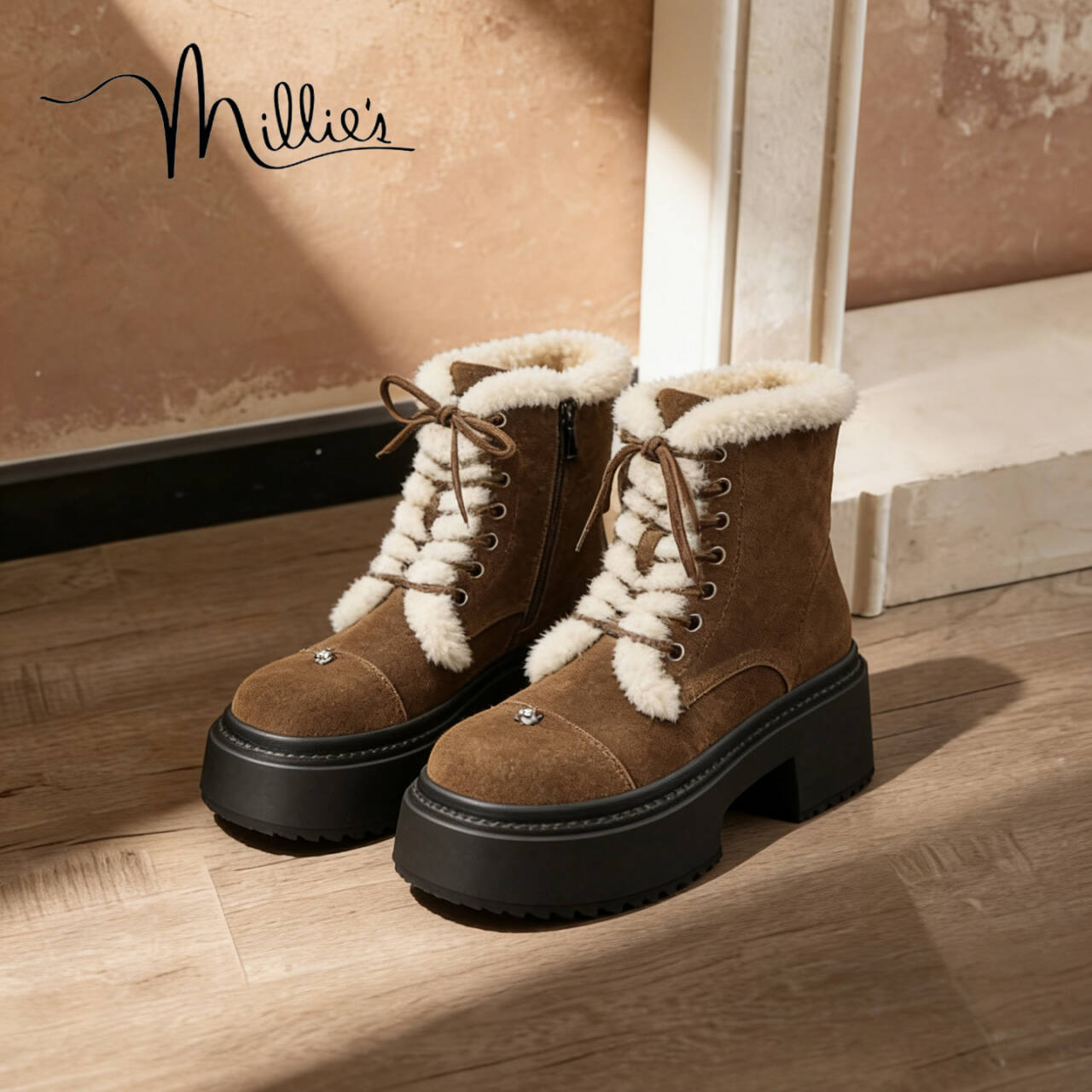 millies妙丽加绒马丁靴女款