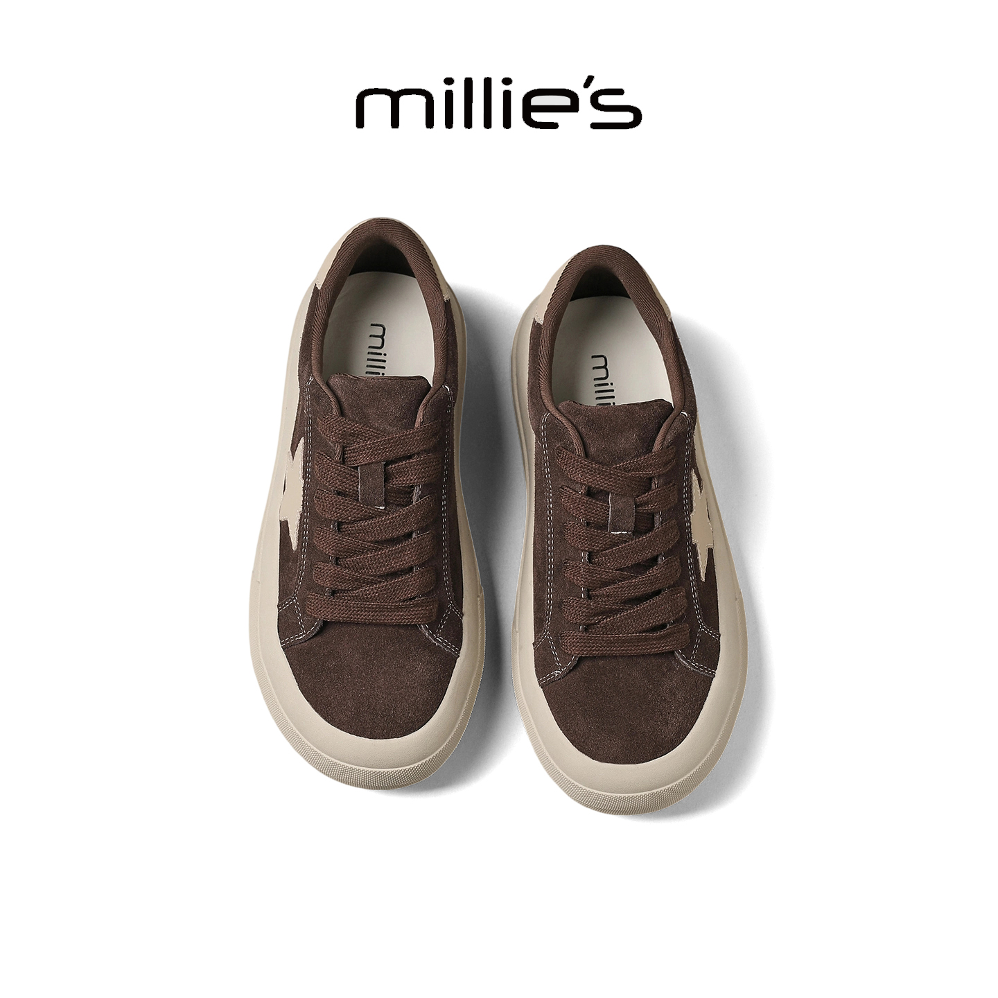 millies妙丽真皮牛反绒星星板鞋