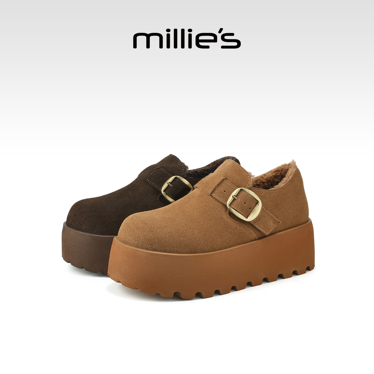 millies妙丽加绒勃肯鞋厚底