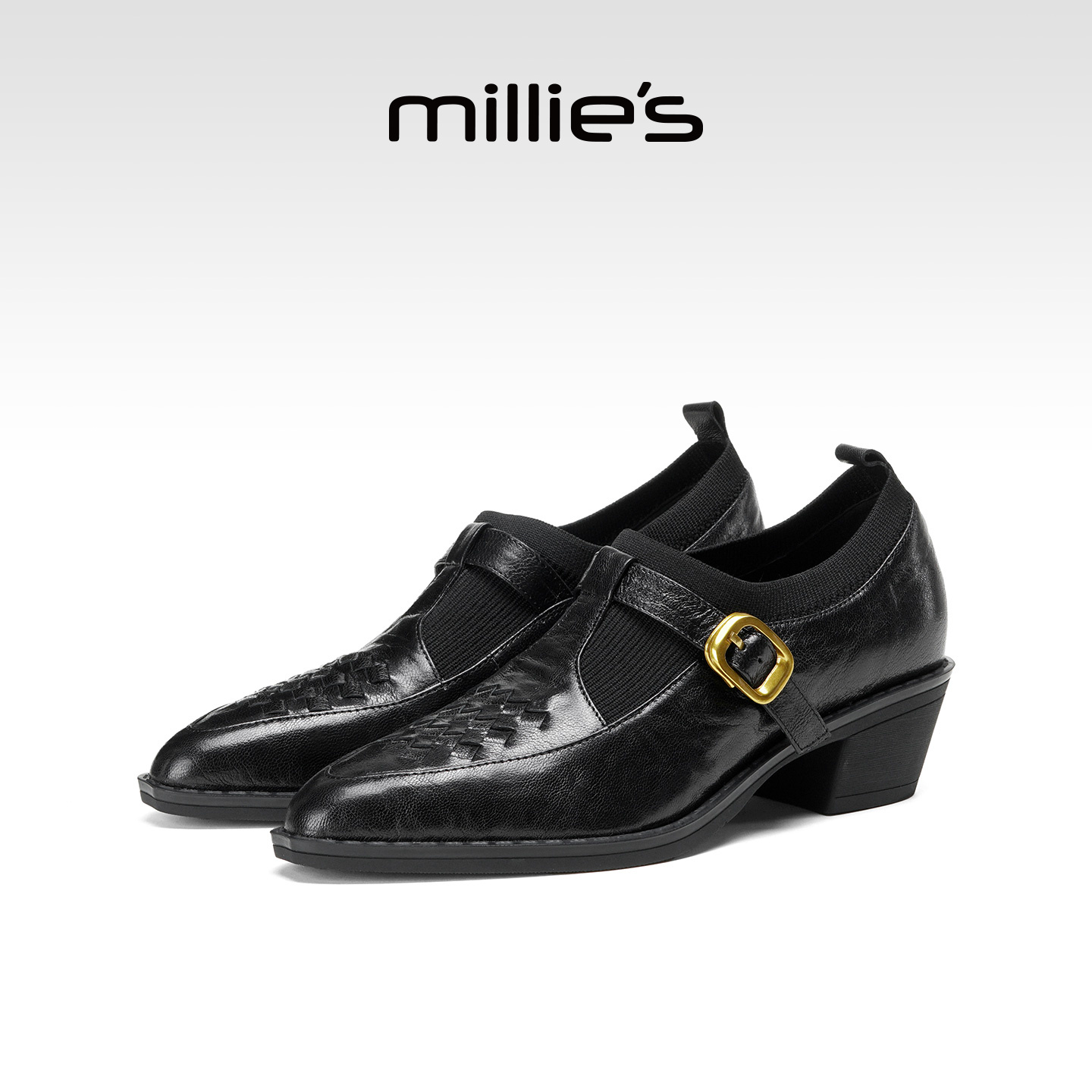 millies妙丽复古黑色小皮鞋