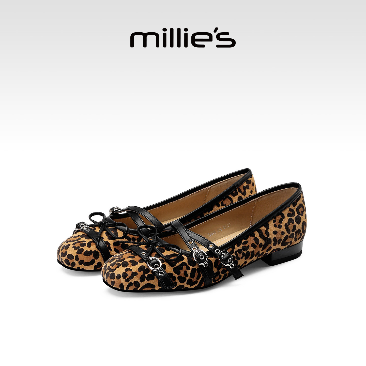 MILLIE'S/妙丽豹纹玛丽珍鞋女交叉带芭蕾舞平底单鞋2026春季新款,女鞋,玛丽珍鞋,淘宝优惠券,粉丝福利购,淘宝优惠卷