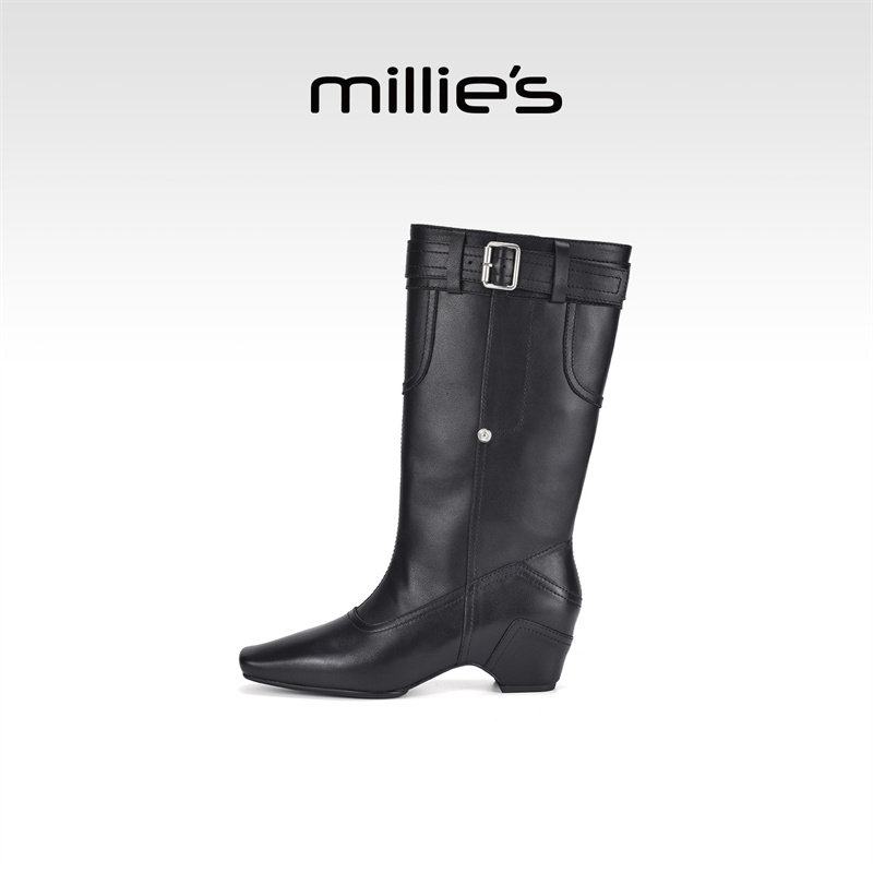 millies妙丽女鞋骑士靴2025年冬季新款时装靴女靴粗跟中跟长筒靴,女鞋,骑士靴,淘宝优惠券,粉丝福利购,淘宝优惠卷