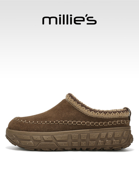 millies妙丽加绒保暖懒人一脚蹬棉拖鞋冬季外穿勃肯棉鞋厚底半拖