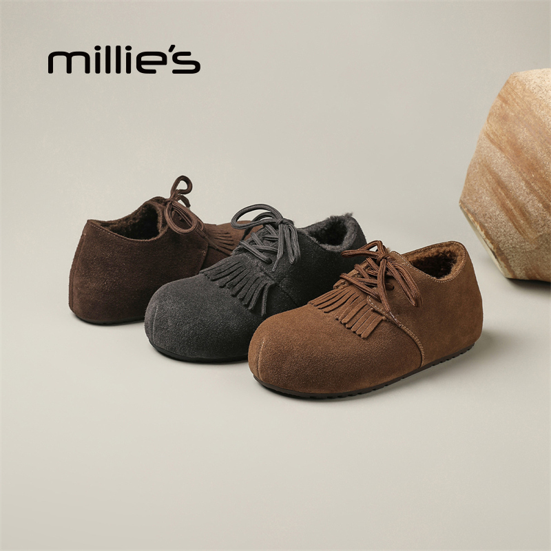 millies妙丽复古牛反绒勃肯鞋