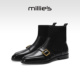 妙丽法式 MILLIE 复古马丁靴加绒弹力靴袜靴瘦瘦靴女靴真皮皮靴