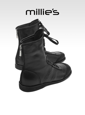 millies妙丽女鞋2025年秋冬新款加绒短靴显瘦时尚百搭瘦瘦靴女靴