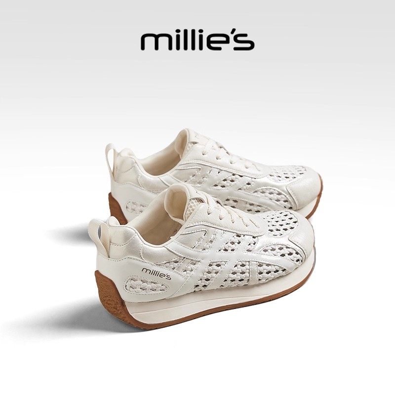 millies妙丽透气镂空阿甘鞋女款2026夏季新款运动老爹休闲德训鞋