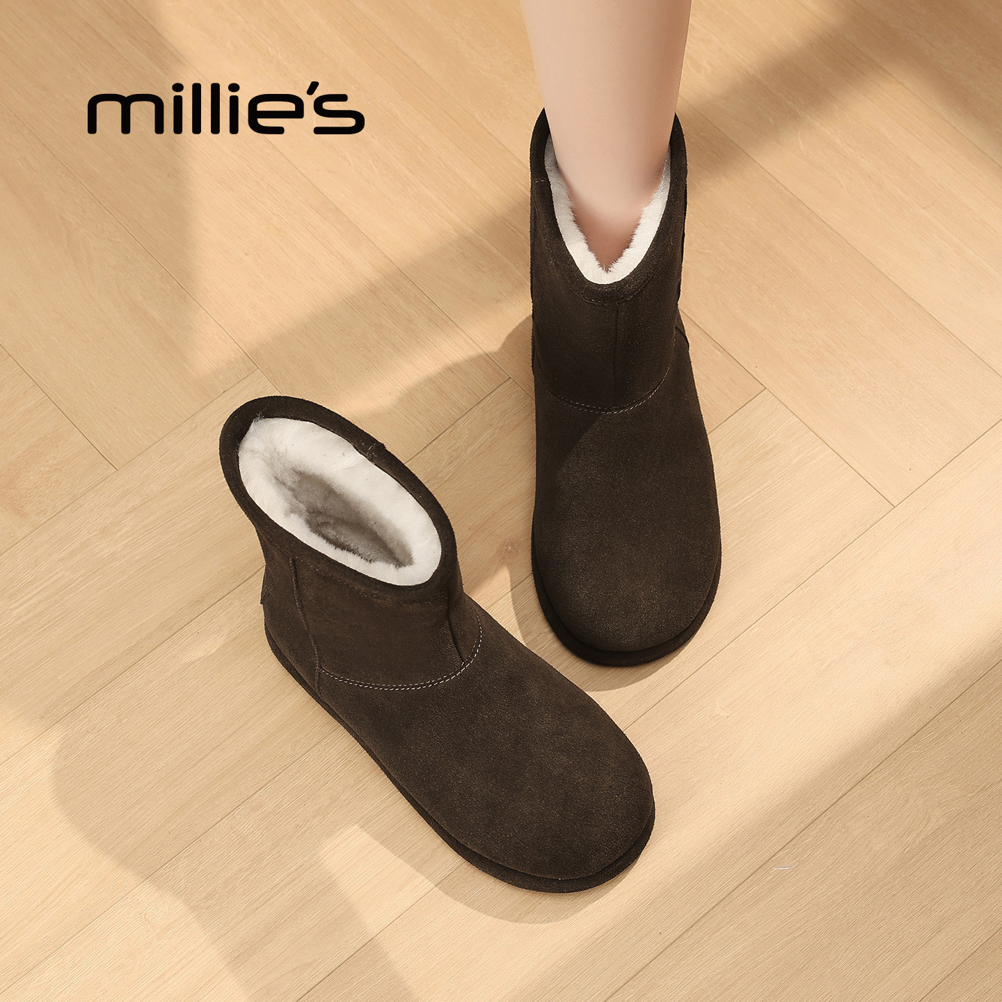 MILLIE'S/妙丽真皮牛反绒短靴
