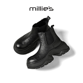 妙丽厚底切尔西靴女秋冬新款 MILLIE 英伦风黑色短靴加绒瘦瘦靴