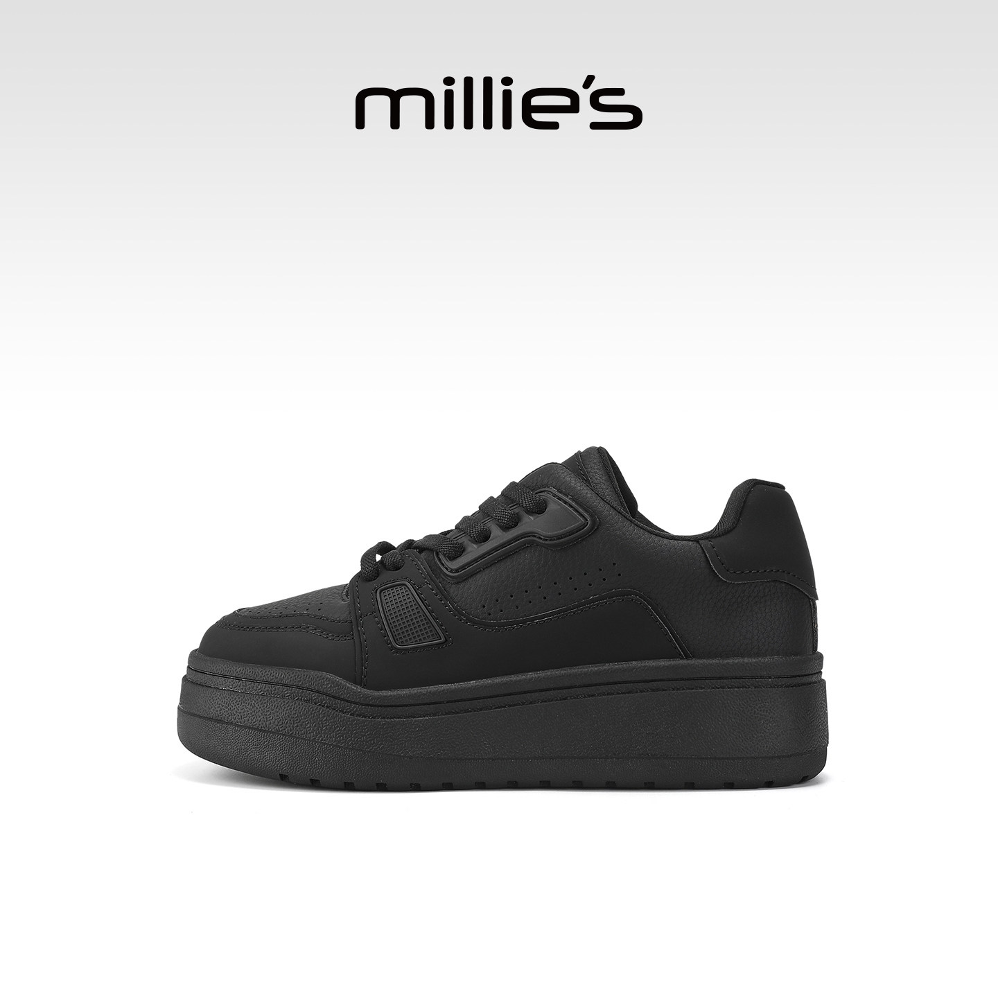 MILLIE'S/妙丽百搭小黑鞋2026春季新款厚底增高小个子休闲鞋板鞋