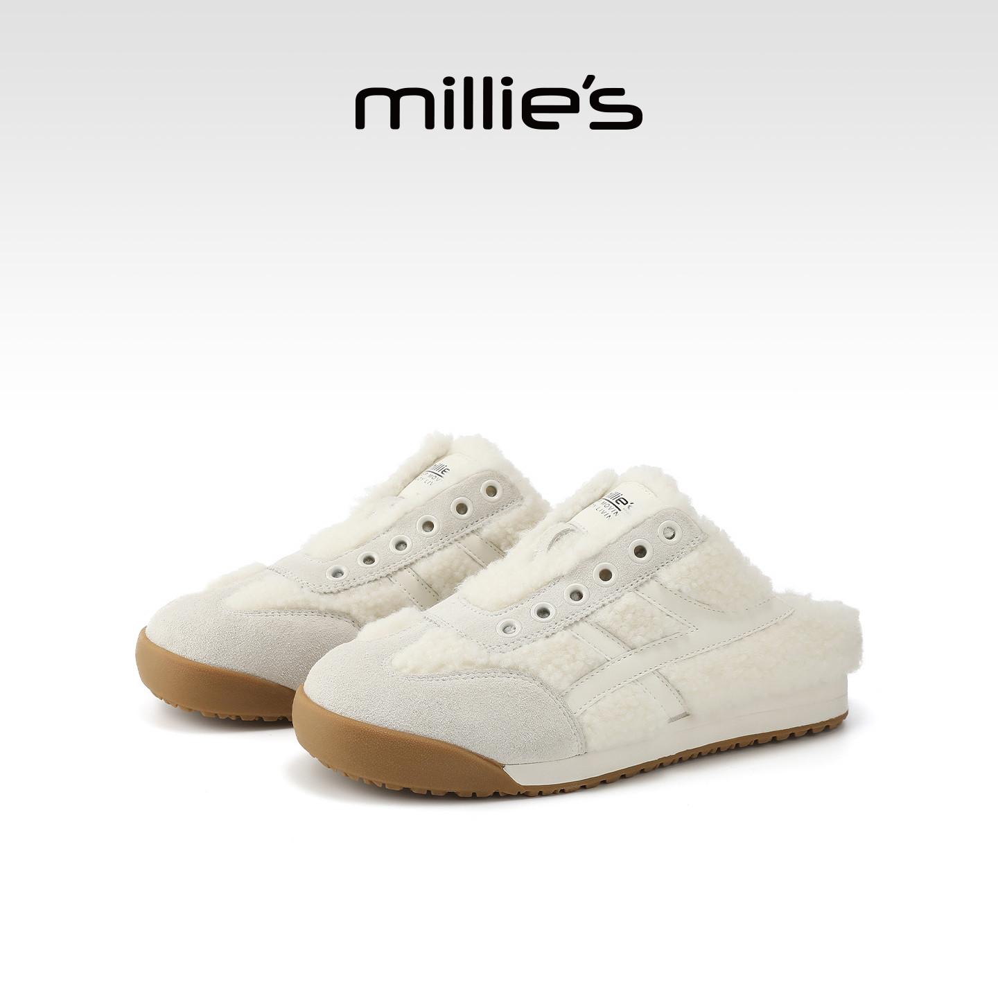 millies妙丽毛毛鞋子包头休闲鞋拖鞋冬季新款加绒外穿不包跟棉拖