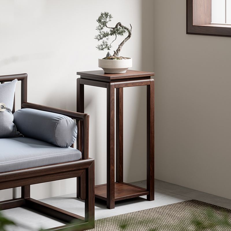 新中式实木花架花台家用客厅落地式花几室内盆景架阳台置物架