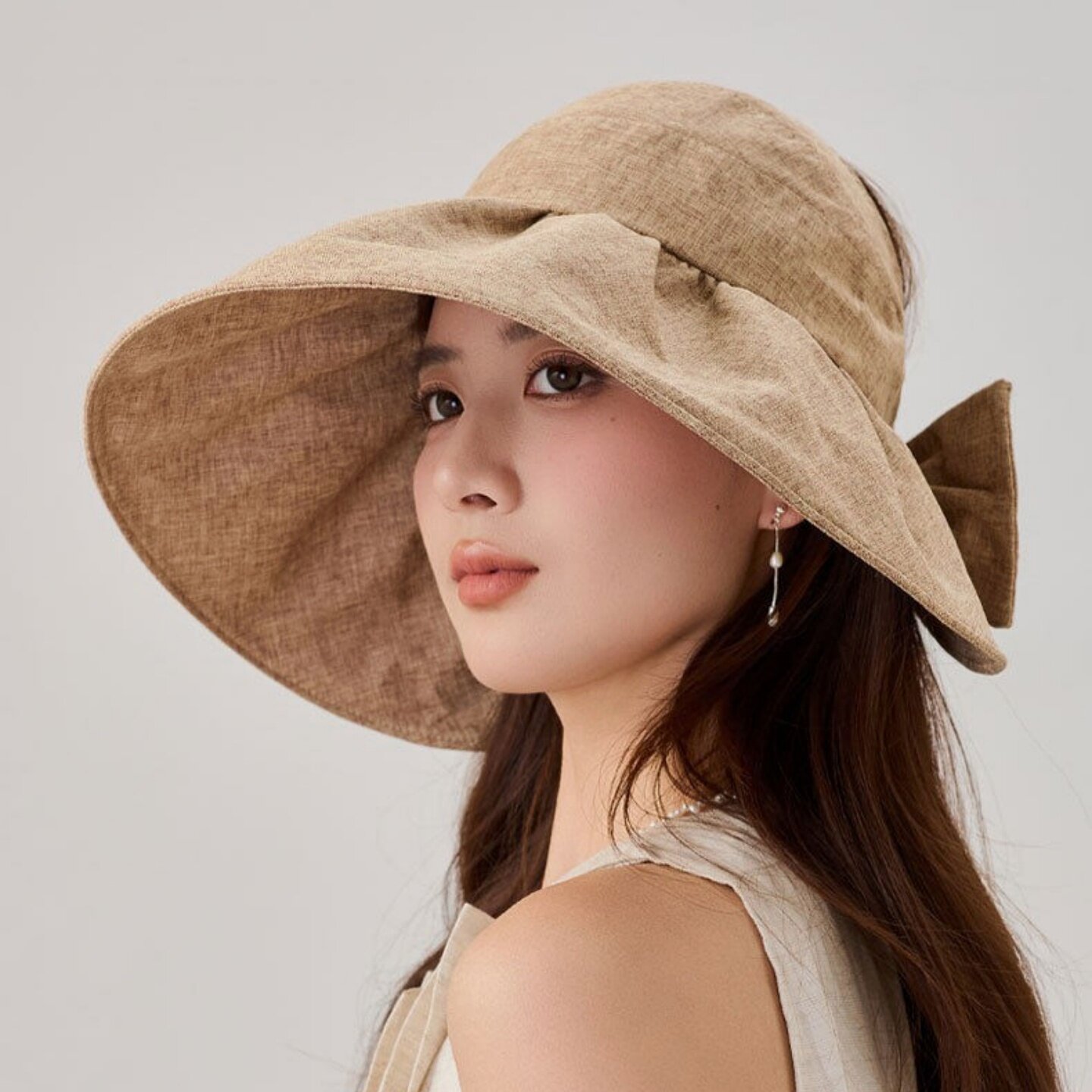 夏季女款棉麻大沿空顶防晒遮阳帽