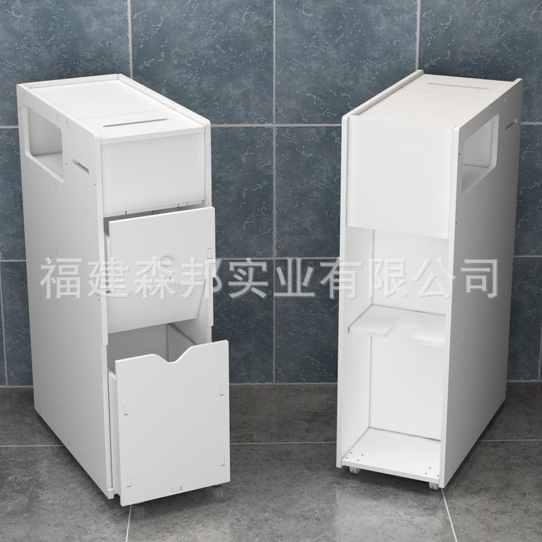 直销马桶边柜侧柜带垃圾桶厕所柜跨境销浴室边柜现置物架夹缝柜