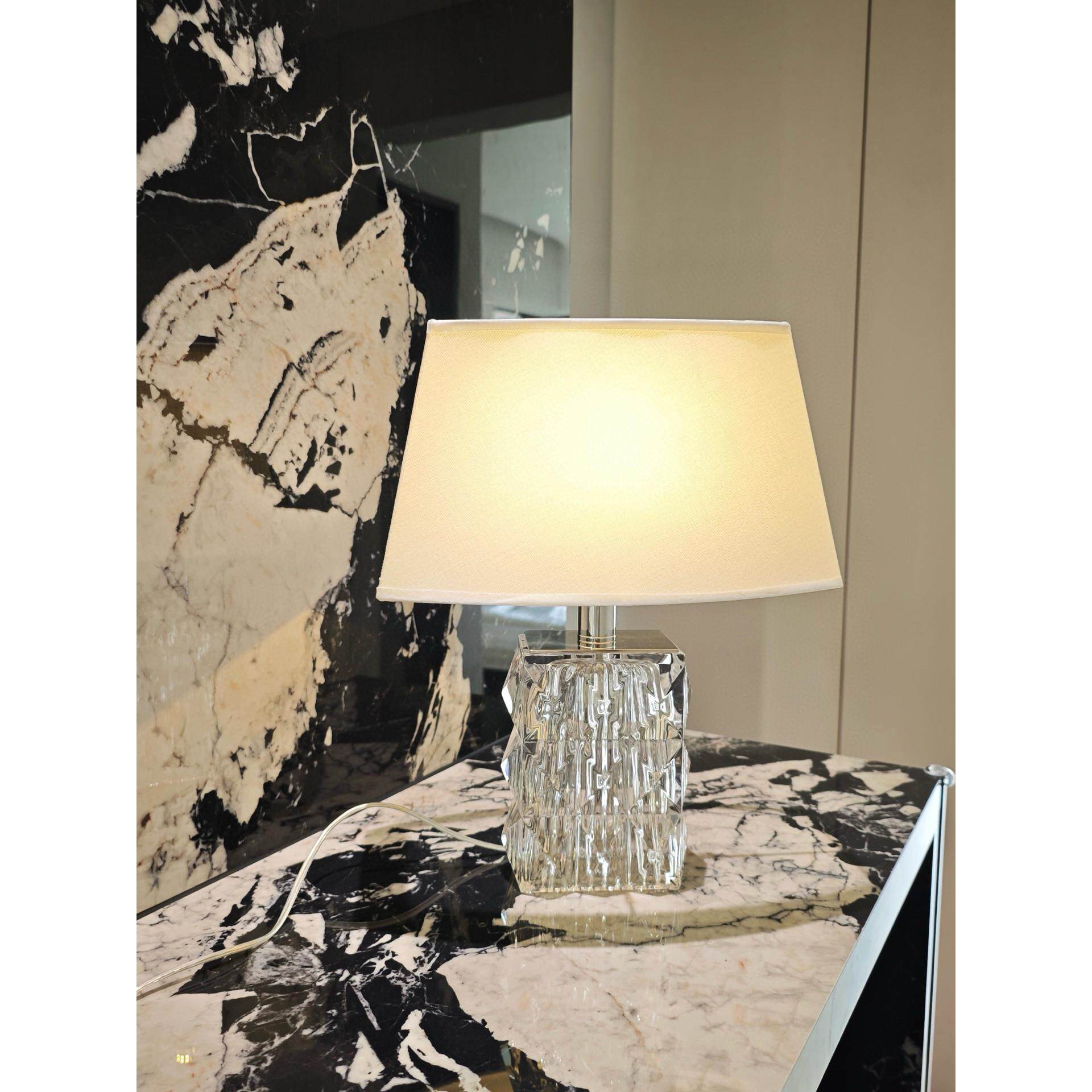 路索法式水晶台灯斜切水晶方形灯罩氛围灯床头灯无障碍豪华照明