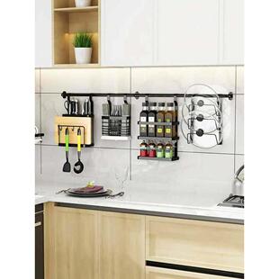 黑色不锈钢厨房折叠碗架排水架切菜板刀板储物箱架刀架菜板架集成