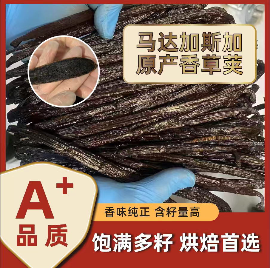 香草荚烘焙马达加斯加香草荚兰天然豆荚条香草籽膏食用香草精进口