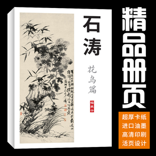 40张花鸟梅兰竹菊石涛国画临摹卡画集册页初学者套装教材精选