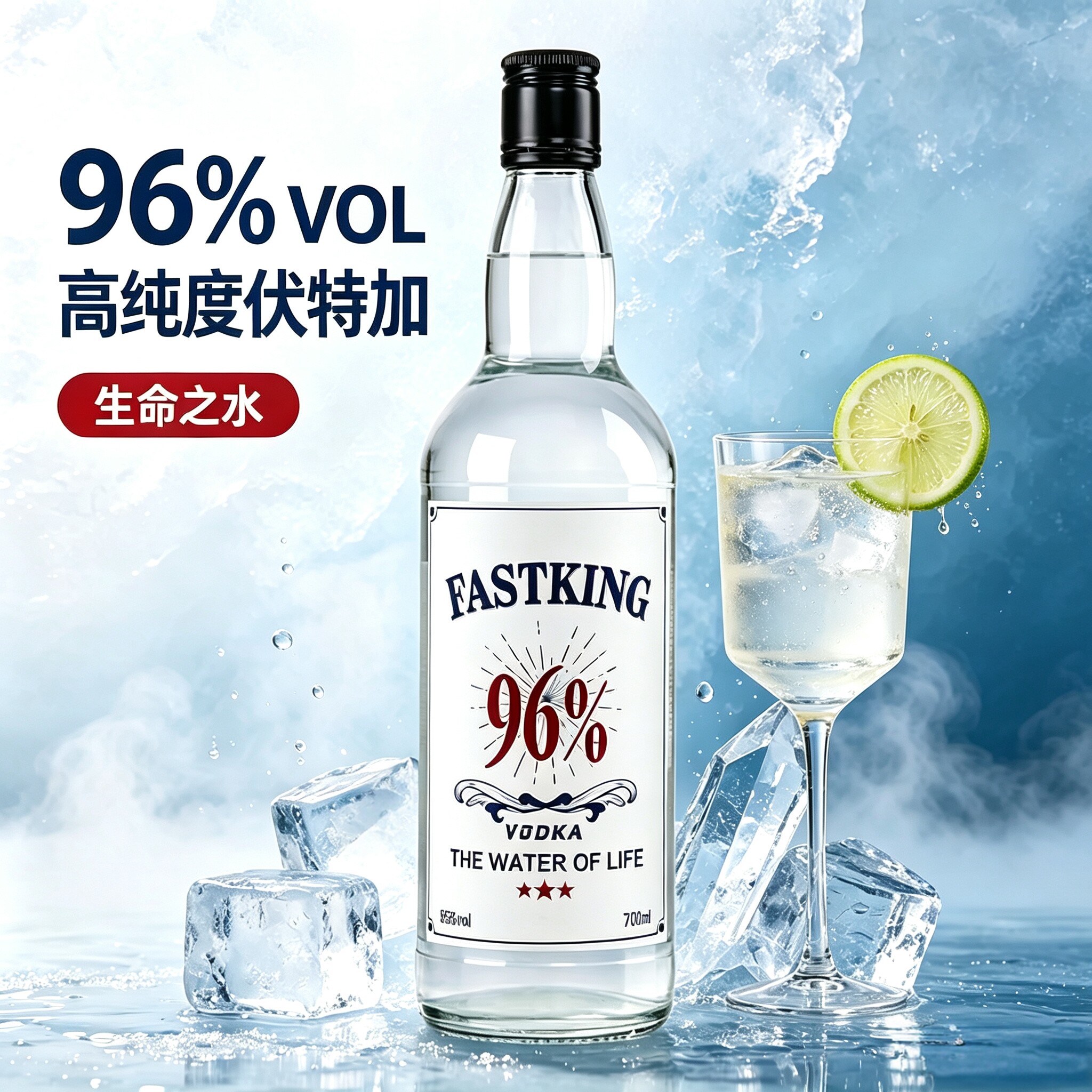 96度伏特加生命之水正品洋酒高度烈酒调酒基酒酒吧整箱酒水