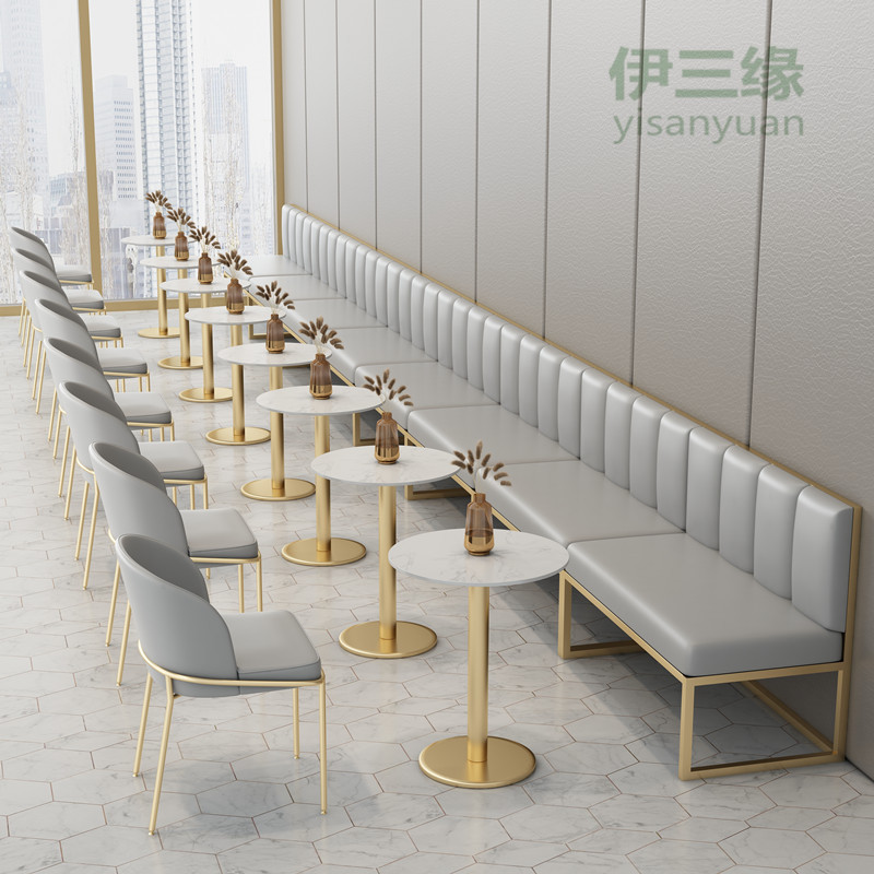 西餐厅奶茶店靠墙卡坐沙发咖啡厅甜品小吃汉堡料理店桌椅组合定制